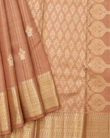 Earth Brown Kanchivaram Silk Saree - PattuCheeralu