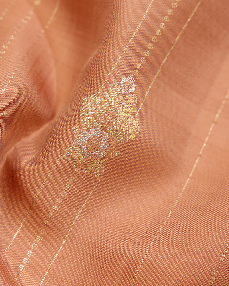 Earth Brown Kanchivaram Silk Saree - PattuCheeralu