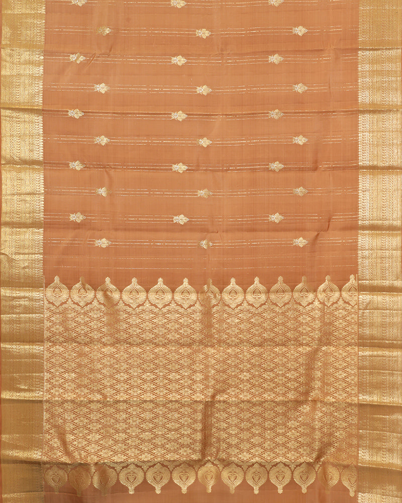 Earth Brown Kanchivaram Silk Saree - PattuCheeralu
