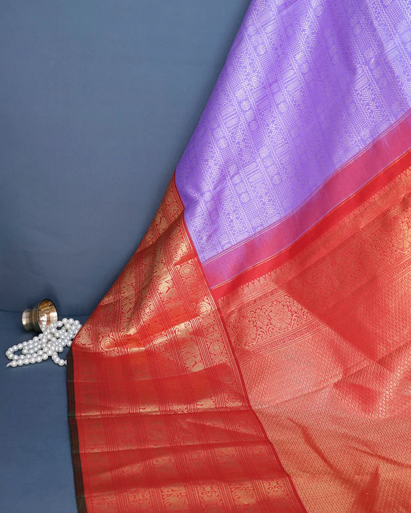 The Lilac Bridal Kanjivaram Silk Saree - PattuCheeralu