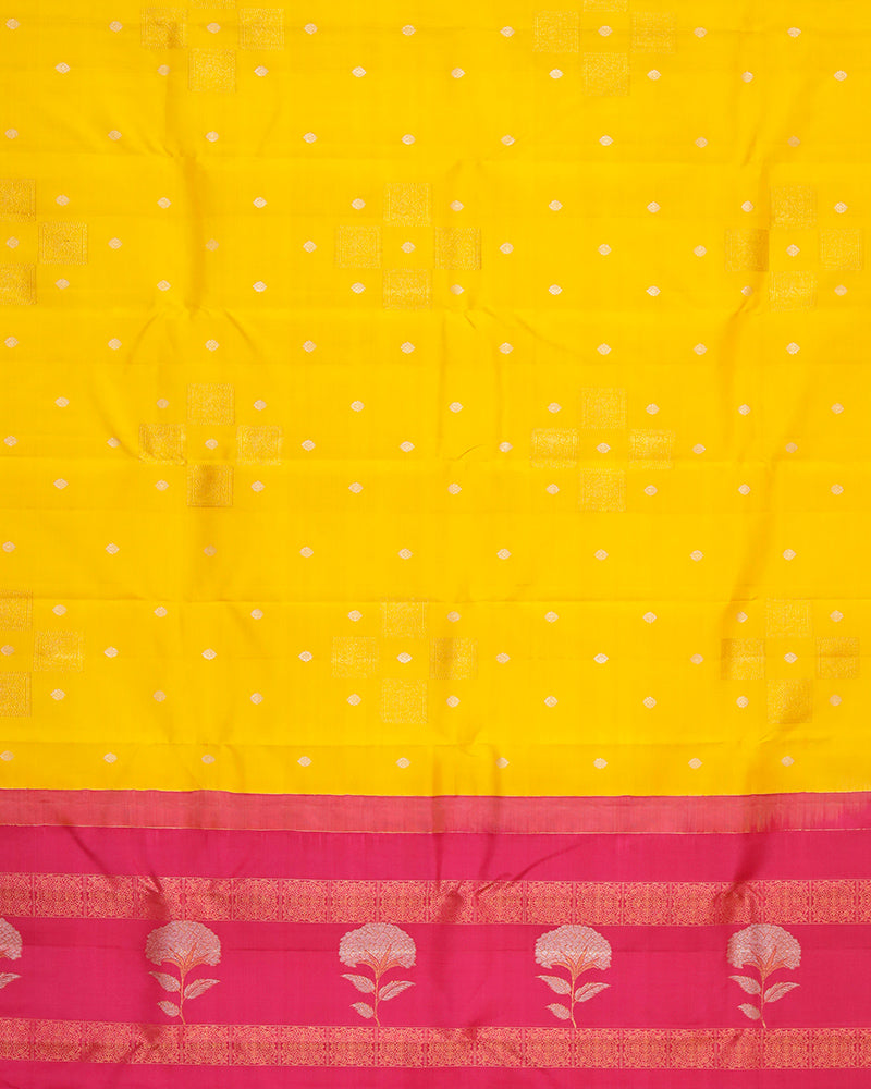 Bright Yellow Kanjivaram Saree - PattuCheeralu
