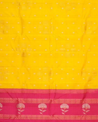 Bright Yellow Kanjivaram Saree - PattuCheeralu