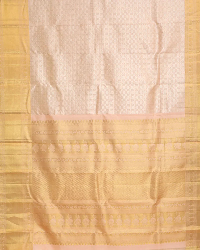 Peach Pink Orange Kanchipuram Silk Saree - PattuCheeralu