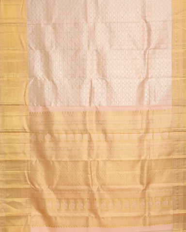 Peach Pink Orange Kanchipuram Silk Saree - PattuCheeralu