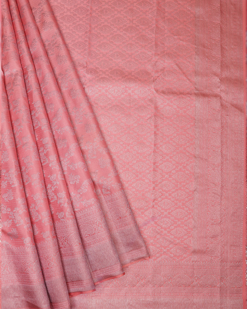Peach Kanjivaram Silk Saree - PattuCheeralu