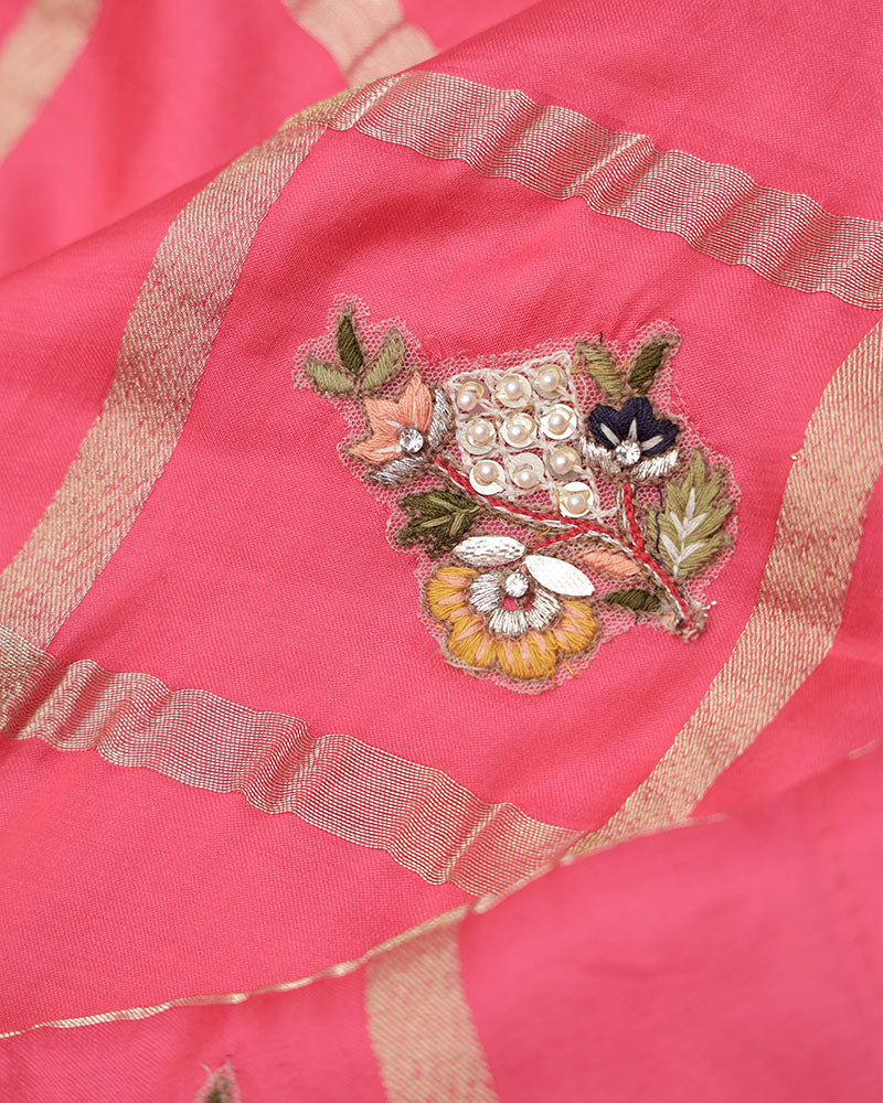 Pink fancy embroidery saree - PattuCheeralu