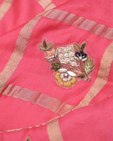 Pink fancy embroidery saree - PattuCheeralu