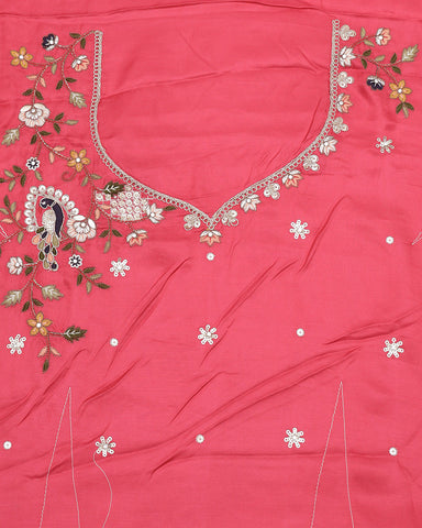 Pink fancy embroidery saree - PattuCheeralu
