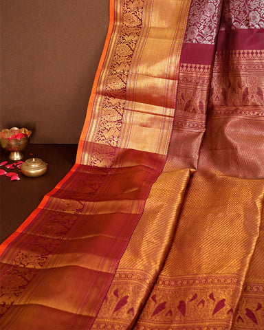 Plum Purple Kanjivaram Silk Saree - PattuCheeralu
