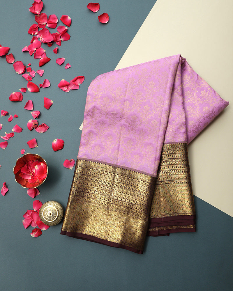 Light Magenta Kanjivaram Silk Saree - PattuCheeralu