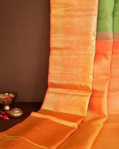 Mint Green Kanchipuram Silk Saree - PattuCheeralu