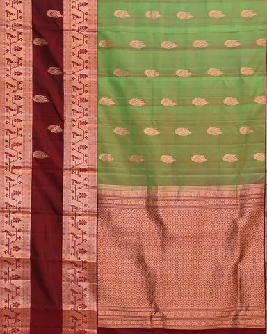 Teal Green Kanjivaram Silk Saree - PattuCheeralu