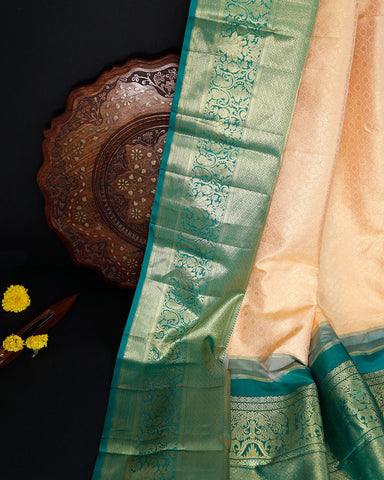 Peach Orange Kanchipuram Silk Saree - PattuCheeralu