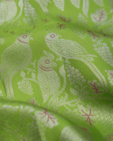 Parrot Green Kanjivaram Silk Saree - PattuCheeralu