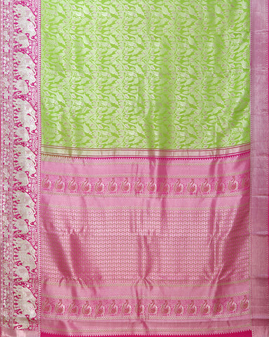 Parrot Green Kanjivaram Silk Saree - PattuCheeralu