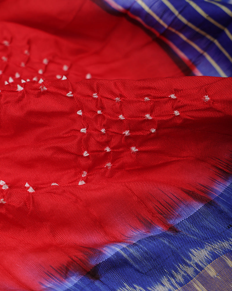 Red Patola Bandhani Silk Saree - PattuCheeralu