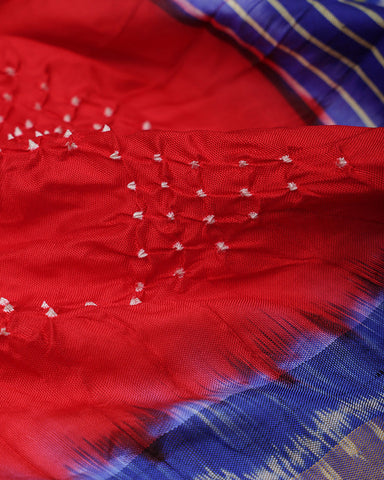 Red Patola Bandhani Silk Saree - PattuCheeralu