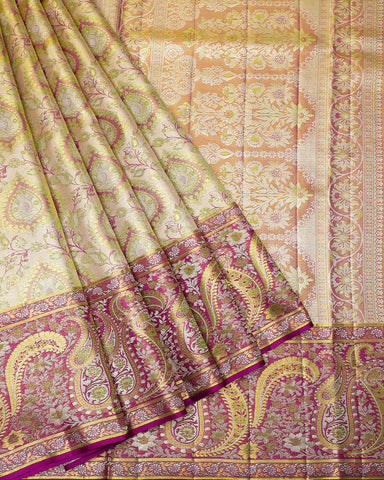 The pink Kanjivaram silk saree - PattuCheeralu