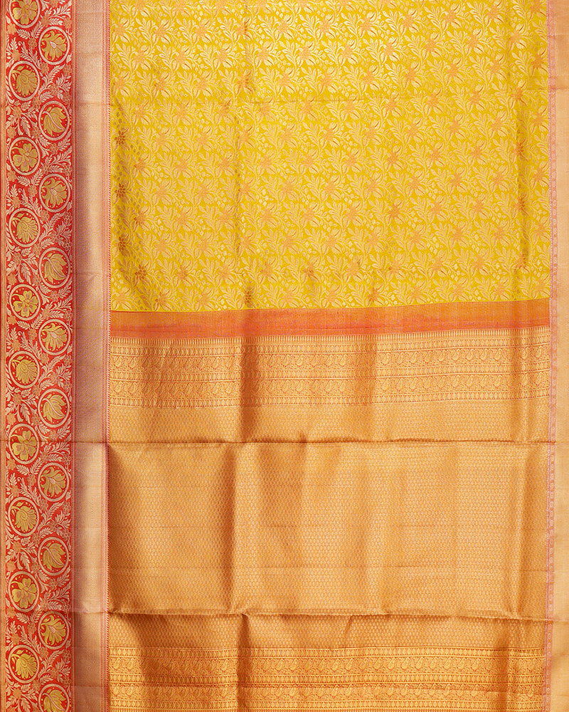 The yellow tissue Kanjivaram silk saree - PattuCheeralu