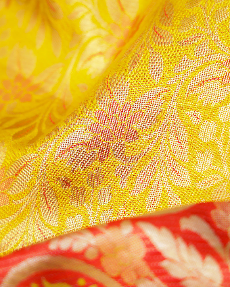 The yellow tissue Kanjivaram silk saree - PattuCheeralu