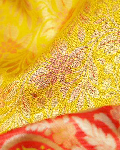 The yellow tissue Kanjivaram silk saree - PattuCheeralu