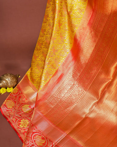The yellow tissue Kanjivaram silk saree - PattuCheeralu