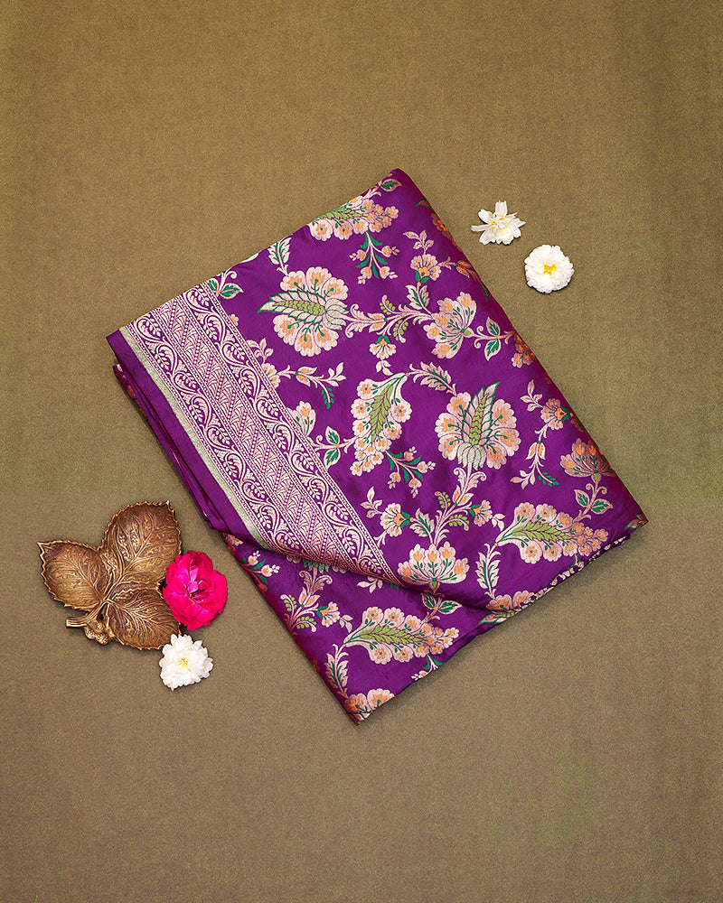 Purple katan banarasi silk saree - PattuCheeralu
