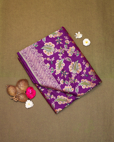 Purple katan banarasi silk saree - PattuCheeralu