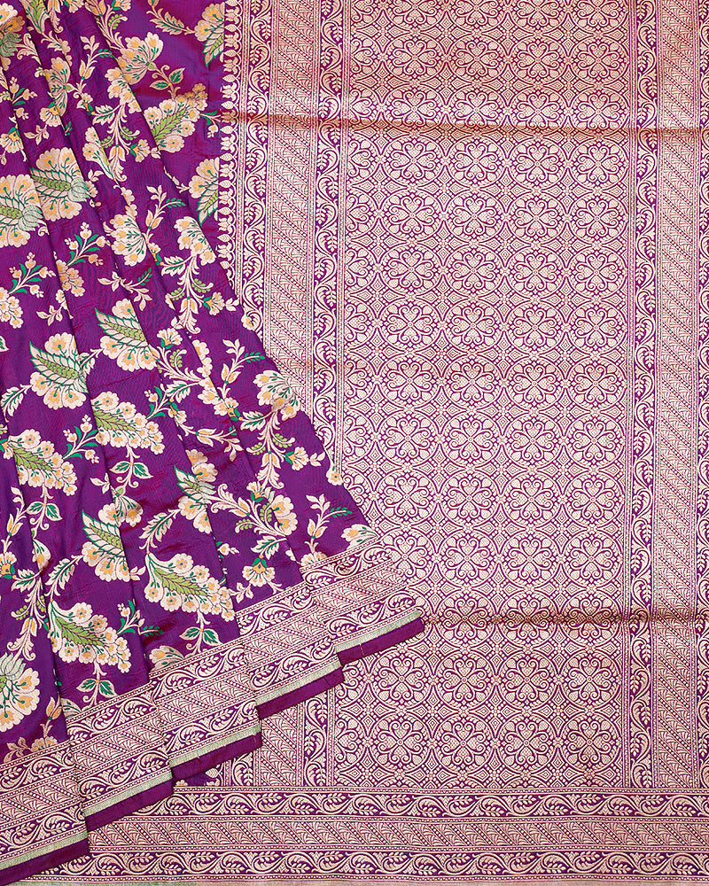 Purple katan banarasi silk saree - PattuCheeralu