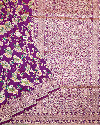 Purple katan banarasi silk saree - PattuCheeralu