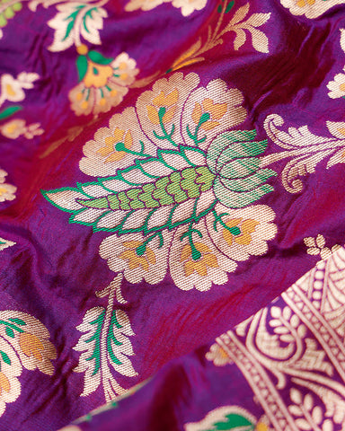 Purple katan banarasi silk saree - PattuCheeralu