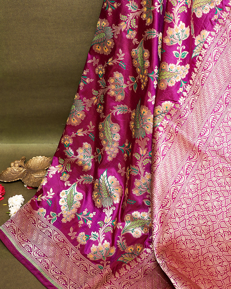 Purple katan banarasi silk saree - PattuCheeralu