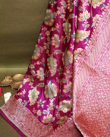 Purple katan banarasi silk saree - PattuCheeralu