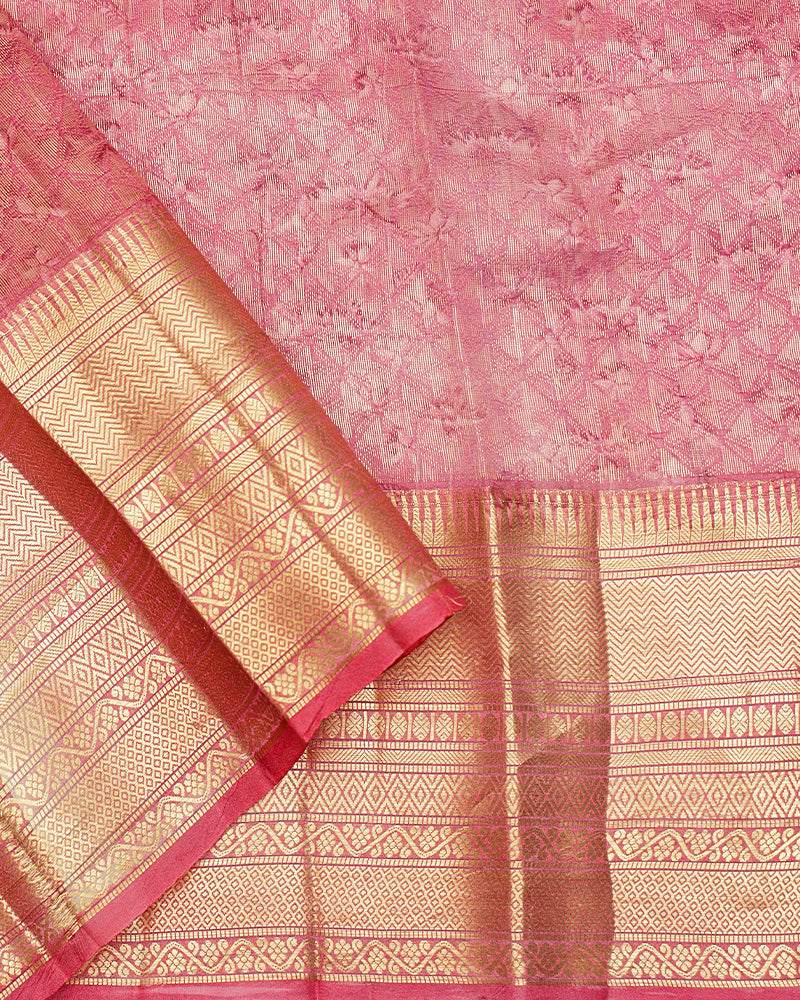 Pista green printed kanjivaram silk saree - PattuCheeralu