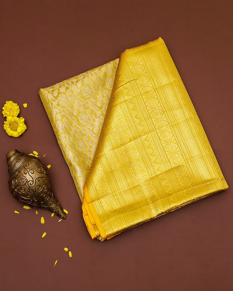 The gold tissue Kanjivaram silk saree - PattuCheeralu