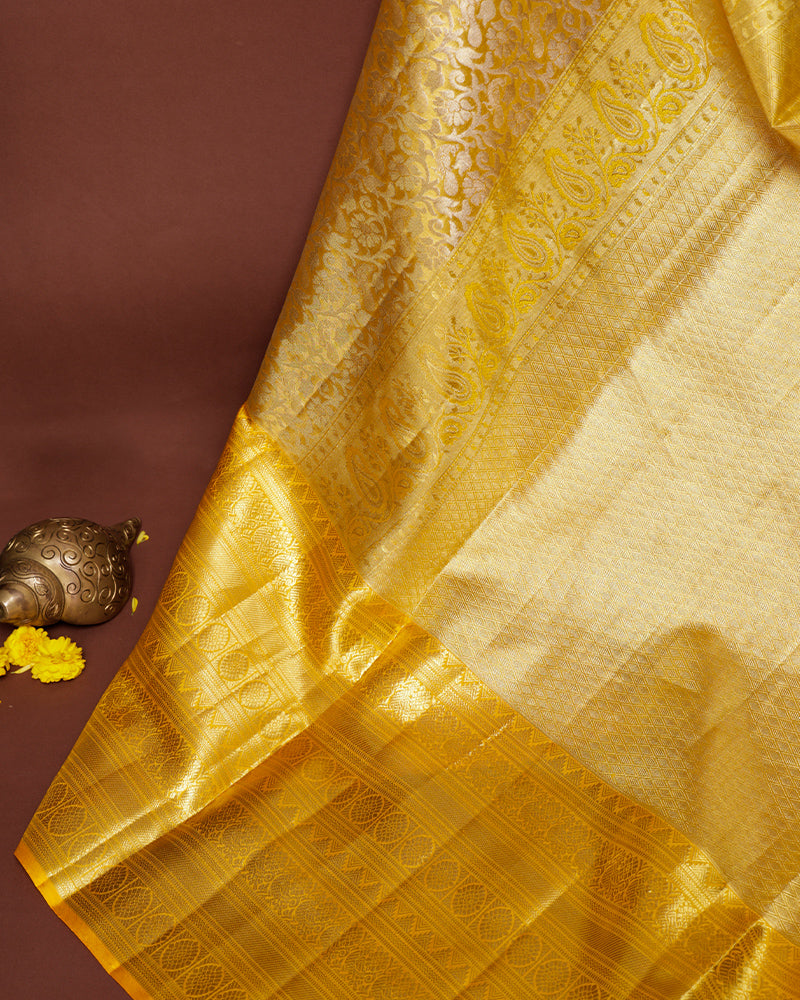 The gold tissue Kanjivaram silk saree - PattuCheeralu