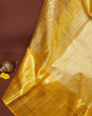 The gold tissue Kanjivaram silk saree - PattuCheeralu
