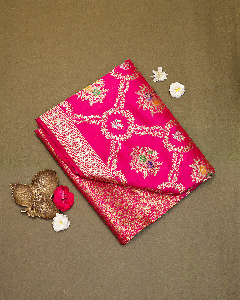 Pink katan banarasi silk saree - PattuCheeralu