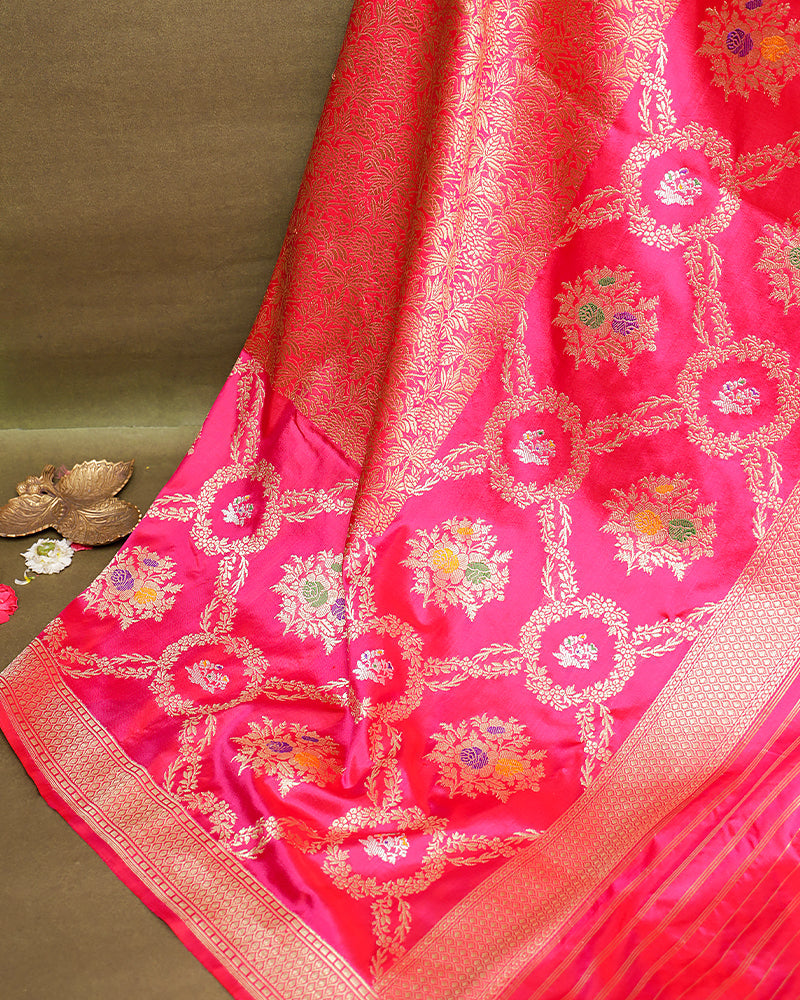 Pink katan banarasi silk saree - PattuCheeralu