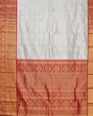 The off-white Kanjivaram silk saree - PattuCheeralu