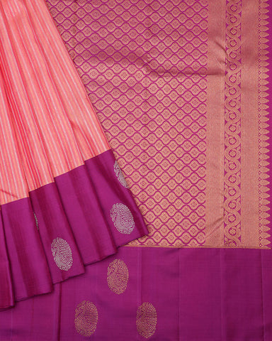 Peach kanjivaram silk saree - PattuCheeralu