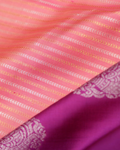 Peach kanjivaram silk saree - PattuCheeralu