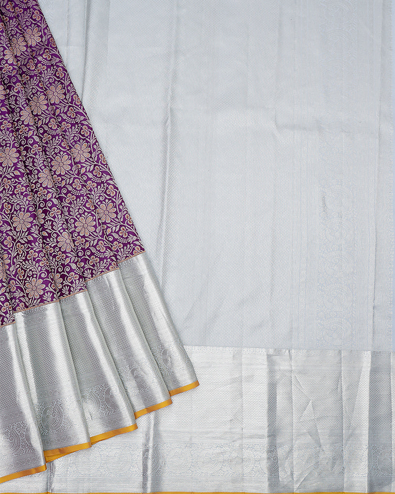 The purple Kanjivaram silk saree - PattuCheeralu