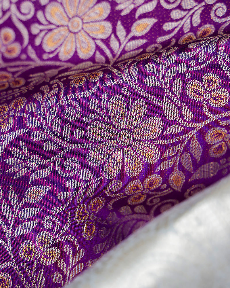 The purple Kanjivaram silk saree - PattuCheeralu
