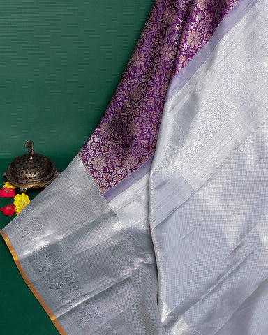 The purple Kanjivaram silk saree - PattuCheeralu