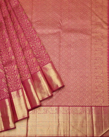 Magenta pink kanjivaram silk saree - PattuCheeralu
