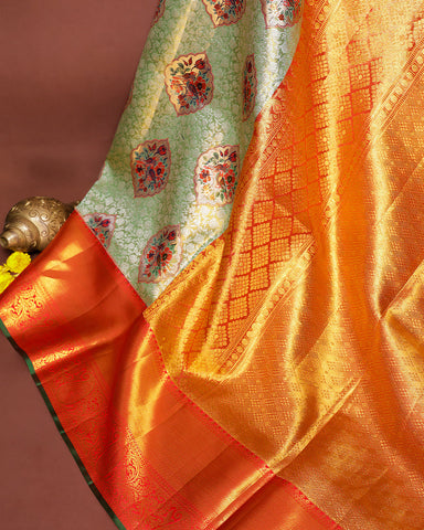 The light green tissue Kanjivaram saree - PattuCheeralu