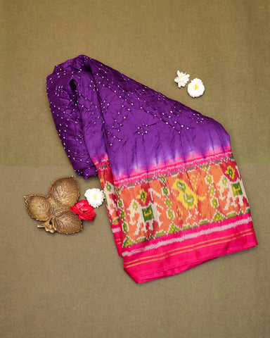 Purple bandhani silk saree - PattuCheeralu