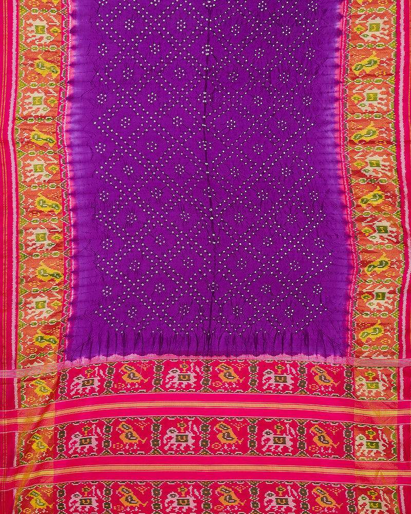 Purple bandhani silk saree - PattuCheeralu