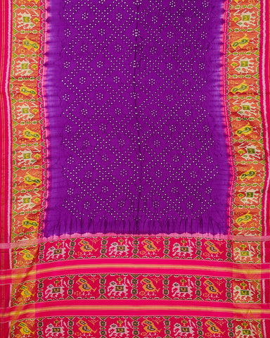 Purple bandhani silk saree - PattuCheeralu